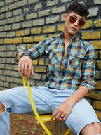 Campus Sutra Cargo Tartan Plaid Shirt