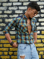 Campus Sutra Cargo Tartan Plaid Shirt