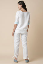 White Flutter Tie Up Joggers