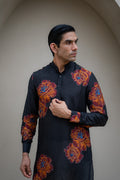 Floral Bliss Black Ganganagery Kurta