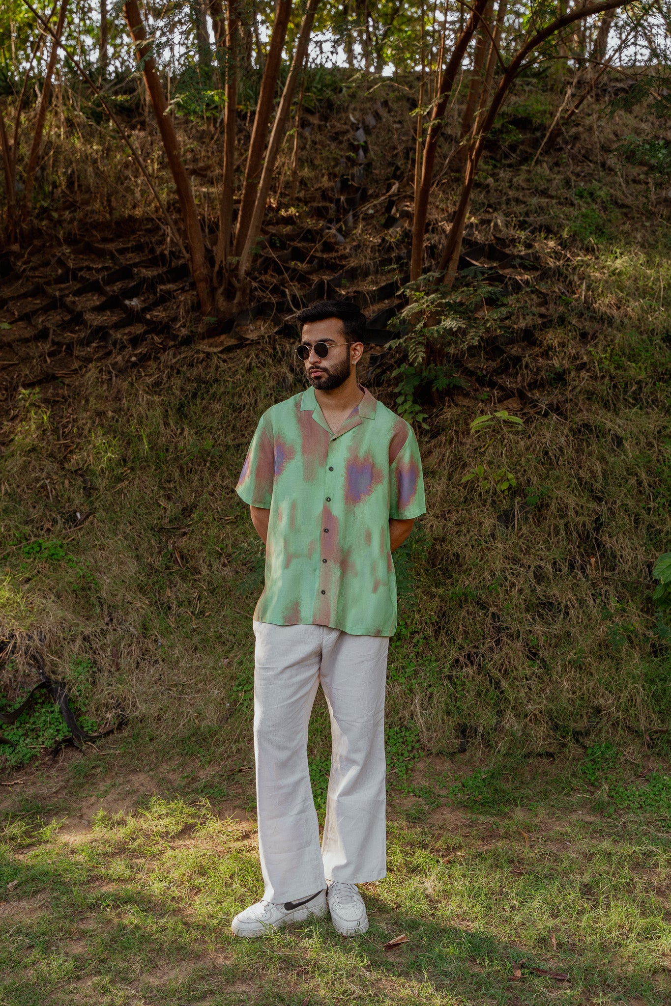 Abstract Ombre Olive Green Oversized Shirt