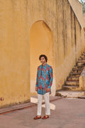 Jaco Floral Grey Kurta Jacket Set
