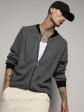 Campus Sutra Zip-Front Knitted Jacket