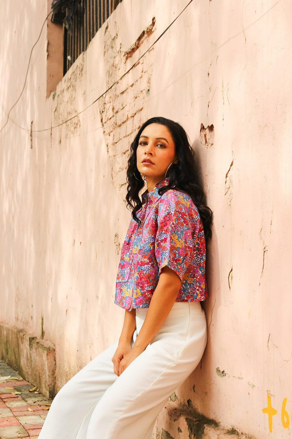 ShopKapaas Colourful Floral Linen Crop Top