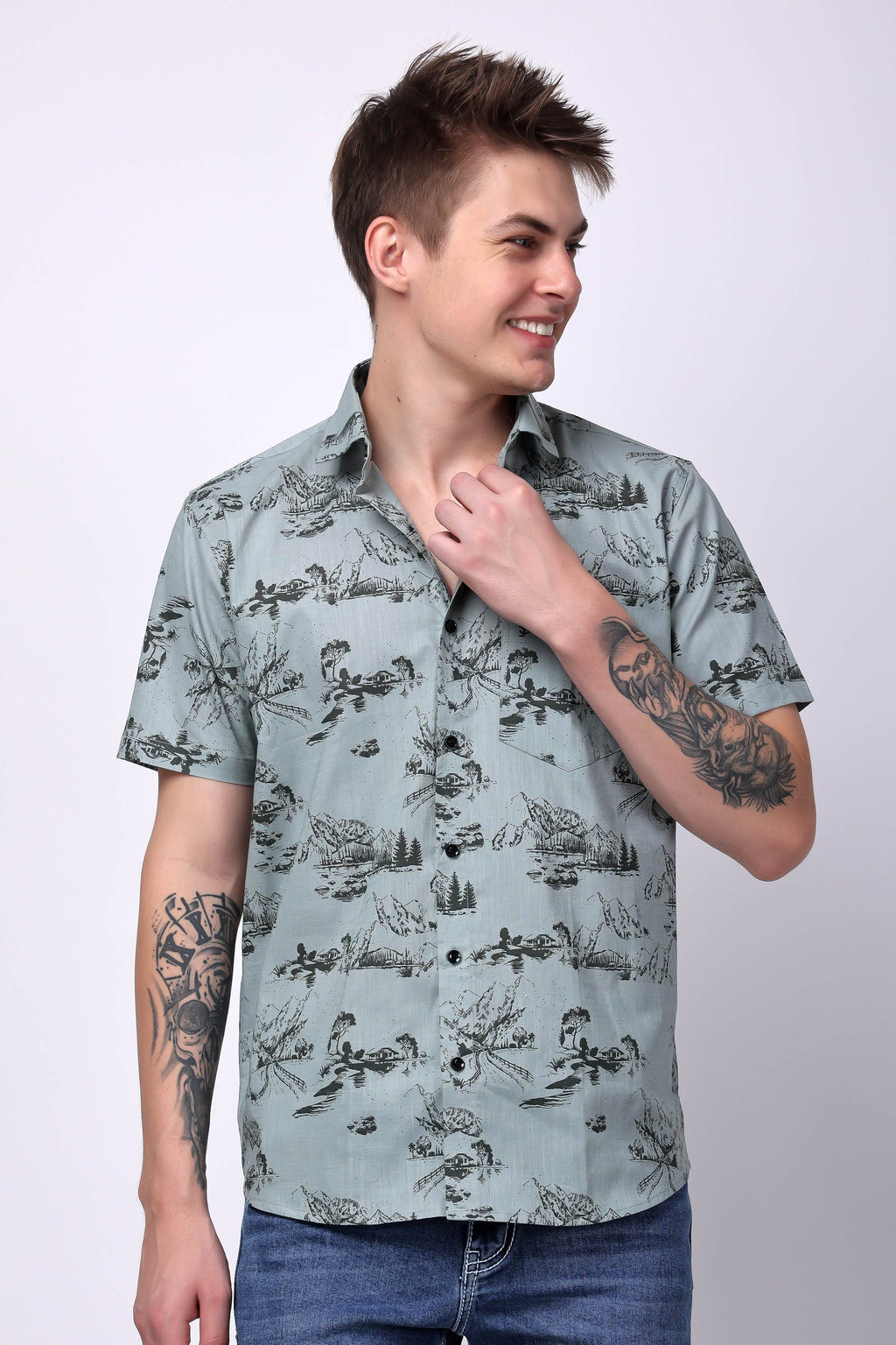 Stylox Regular Fit Half Sleeve Printed Casual Shirt for Men