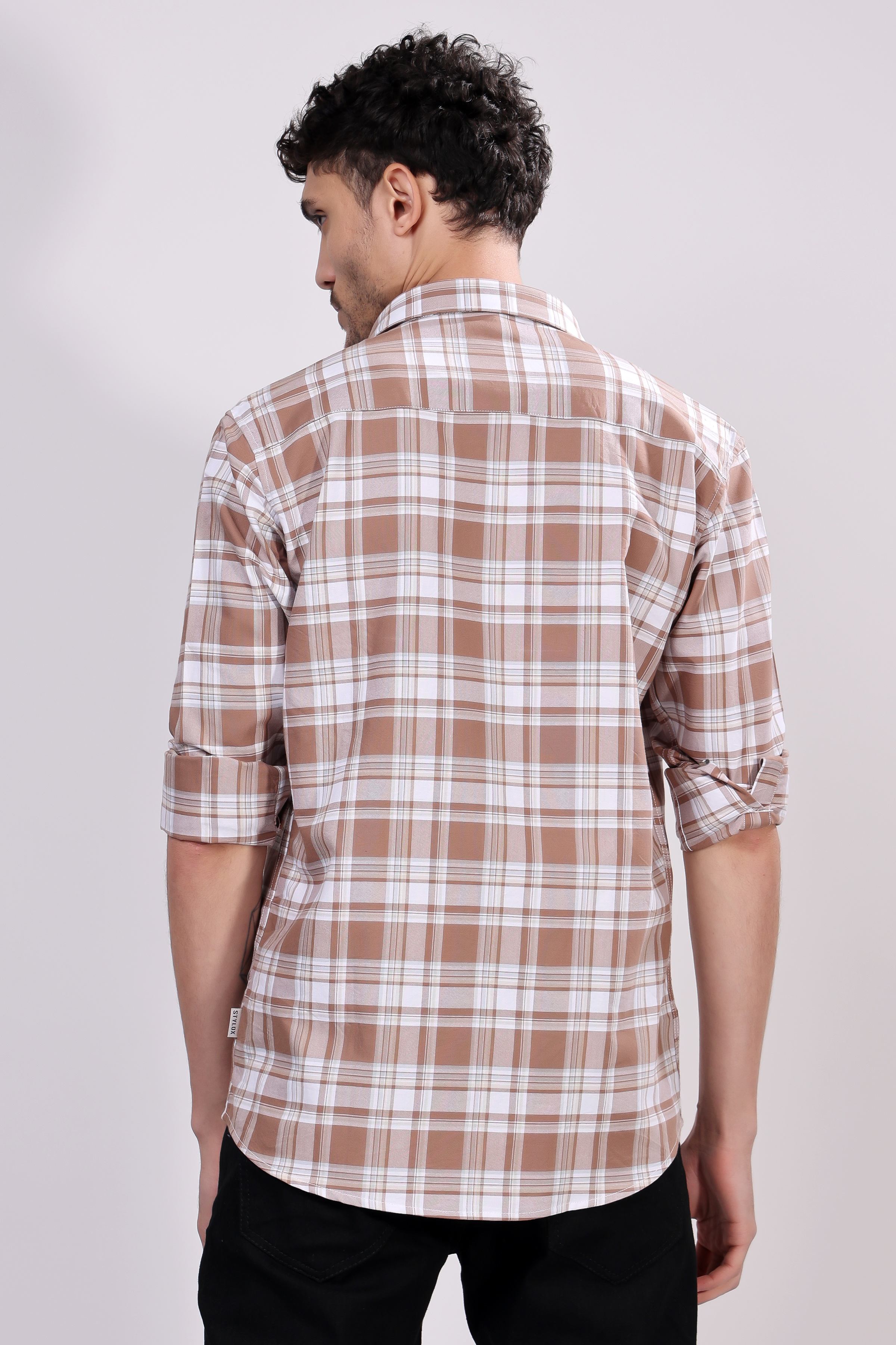 Stylox Regular Fit Full Sleeve Check Casual Shirt For Men's