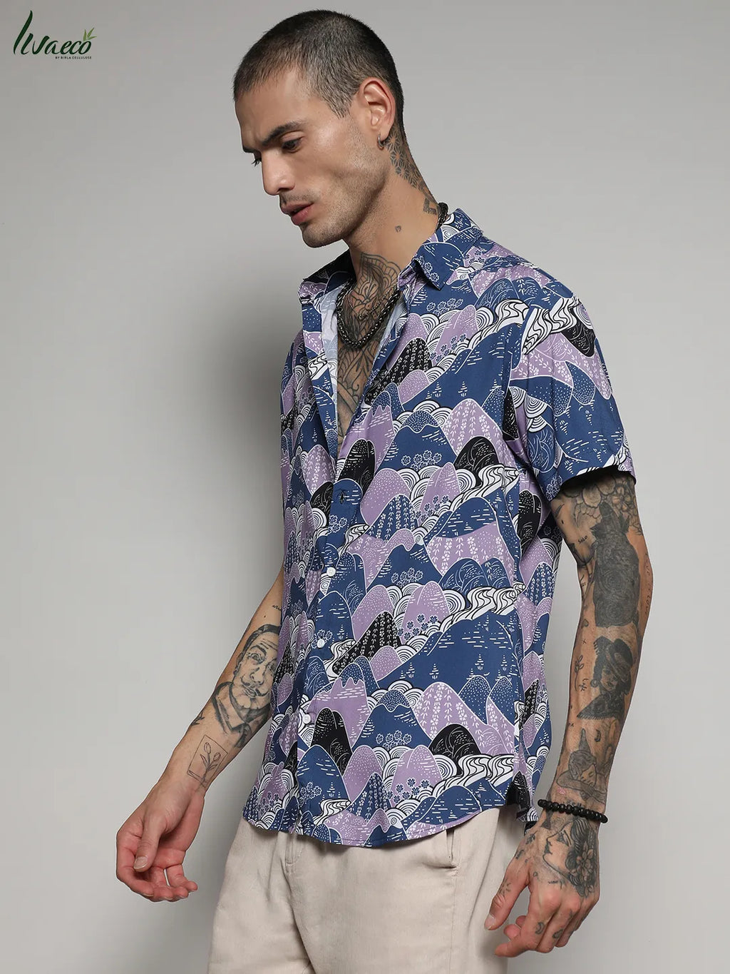 Campus Sutra Ecoliva Contrast Landscape Shirt