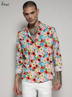 Campus Sutra Ecoliva Artistic Botanical Cluster Shirt