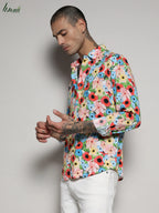 Campus Sutra Ecoliva Artistic Botanical Cluster Shirt