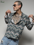 Campus Sutra Ecoliva Abstract Zig Zag Shirt