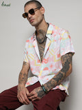 Campus Sutra Ecoliva Geometric Floral Block Shirt