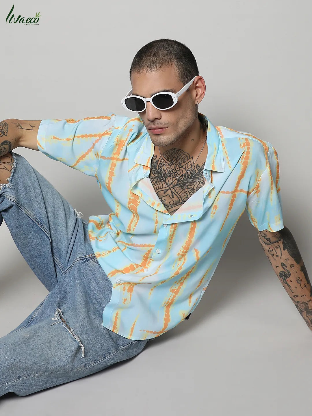 Campus Sutra Ecoliva Pastel Tie Dye Shirt
