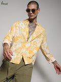 Campus Sutra Ecoliva Contrast Botanical Shirt