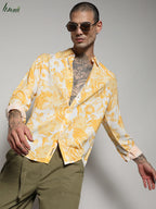 Campus Sutra Ecoliva Contrast Botanical Shirt