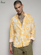 Campus Sutra Ecoliva Contrast Botanical Shirt