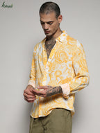 Campus Sutra Ecoliva Contrast Botanical Shirt