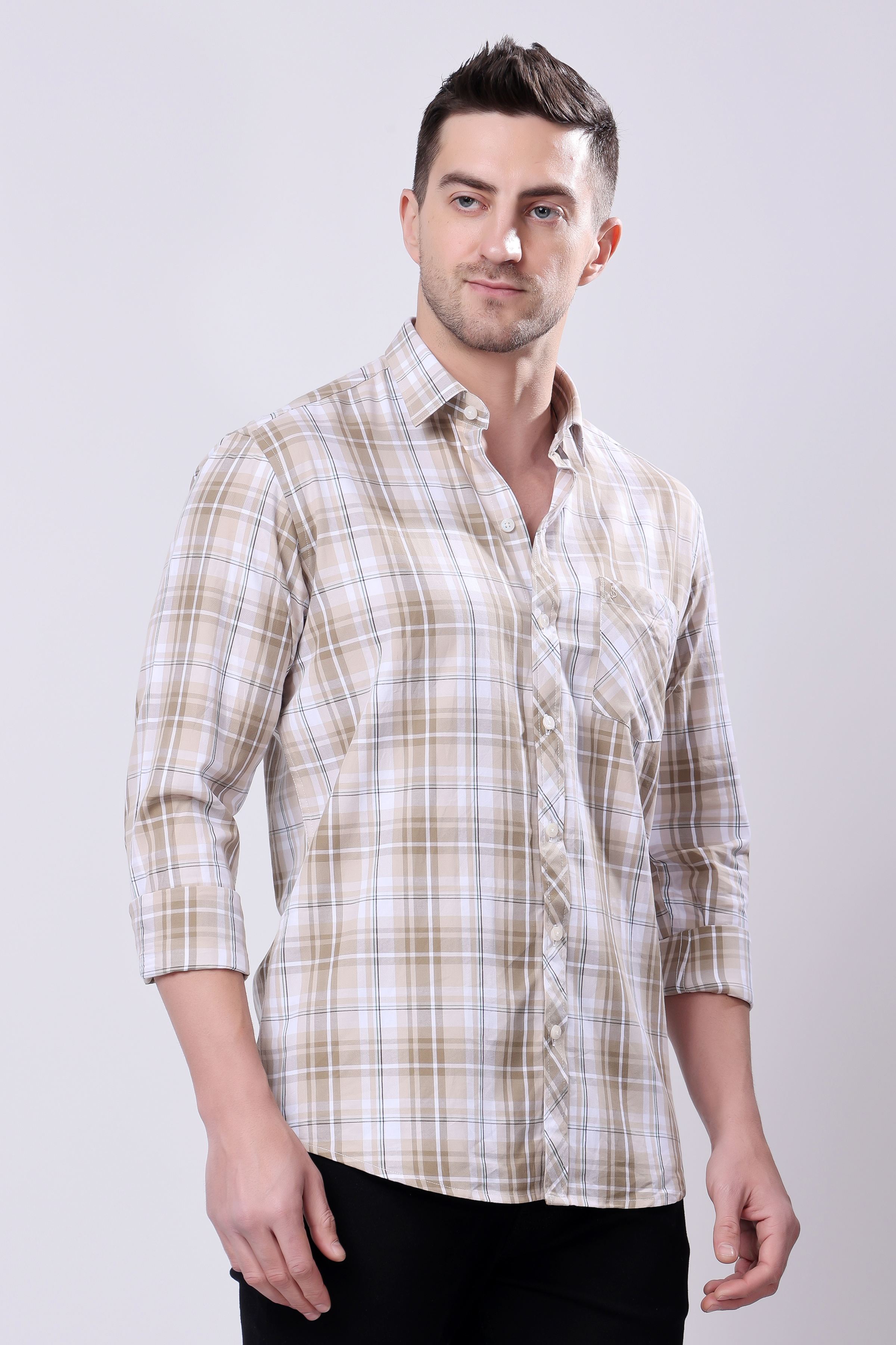 Stylox Regular Fit Full Sleeve Check Casual Shirt For Men's