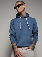Campus Sutra Pullover Hoodie With Contrast Drawstring