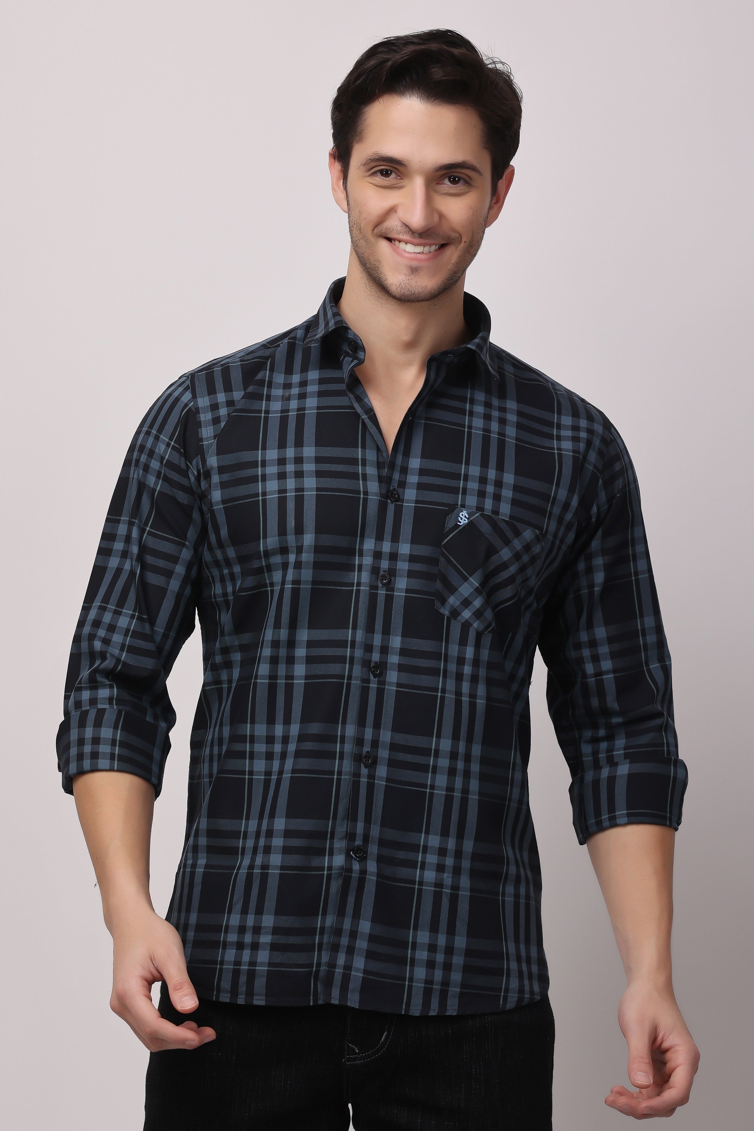 Stylox Regular Fit Full Sleeve Check Casual Shirt For Men's