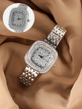 Haute Sauce The Embellished Block Round Watch - Metallic Silver