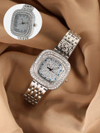 Haute Sauce The Embellished Block Round Watch - Metallic Silver