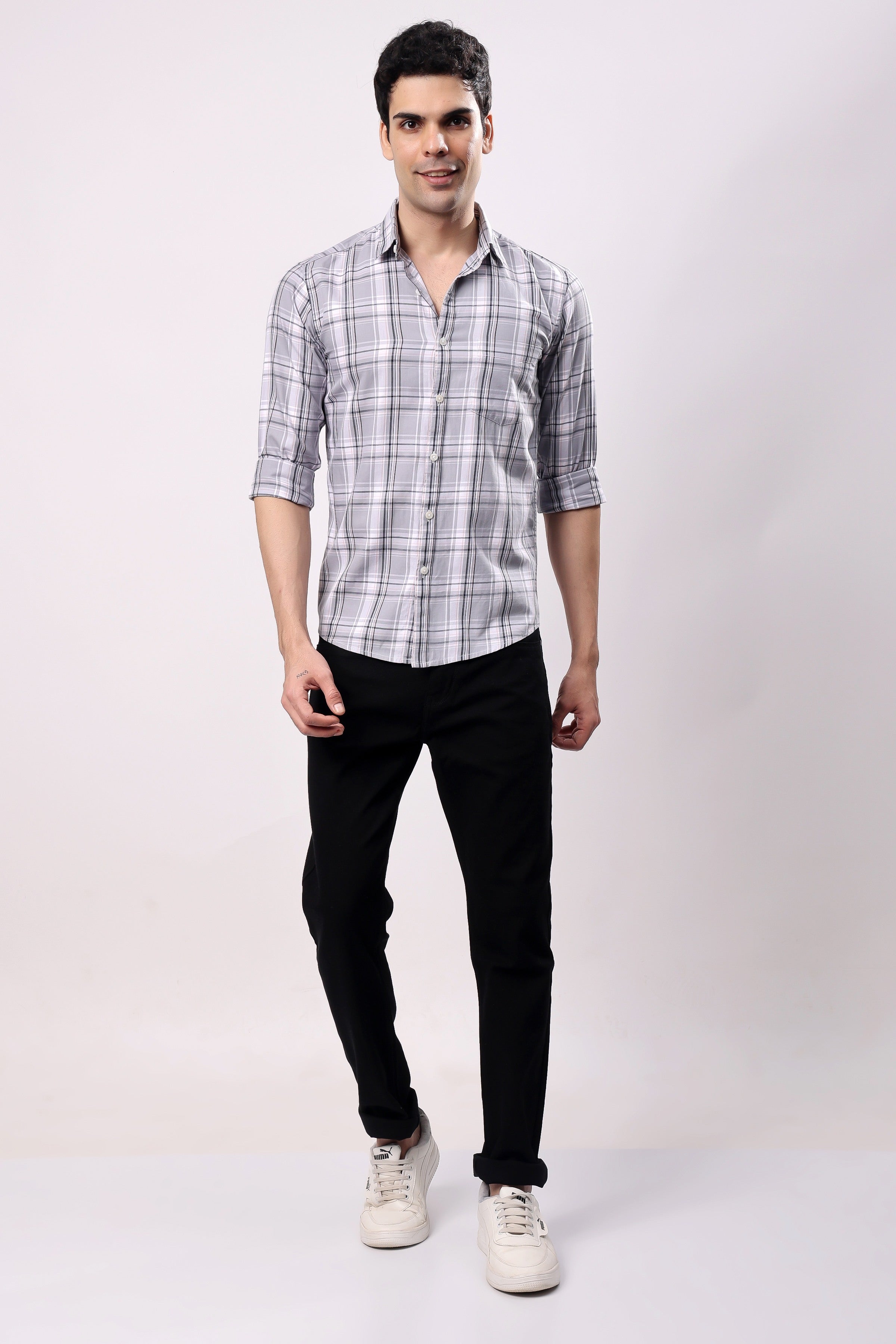 Stylox Regular Fit Full Sleeve Check Casual Shirt For Men's