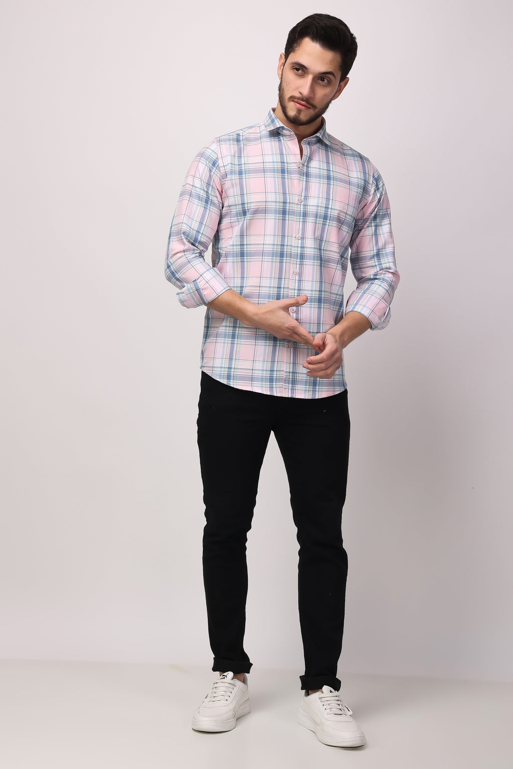 Stylox Regular Fit Full Sleeve Check Casual Shirt For Men's