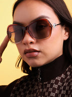 Tinted Lens Brown Frame Oversized Sunglasses