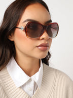 Tinted Lens Brown Frame Oversized Sunglasses