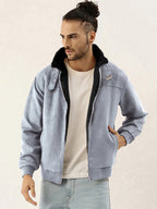 Campus Sutra Fur-Lined Suede Bomber Jacket