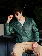 Campus Sutra Embossed-Suede Biker Jacket