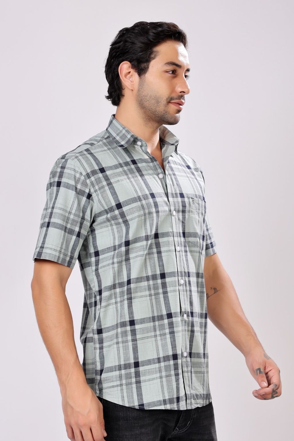 Stylox Men's Regular Fit Half Sleeve Casual Check Shirt