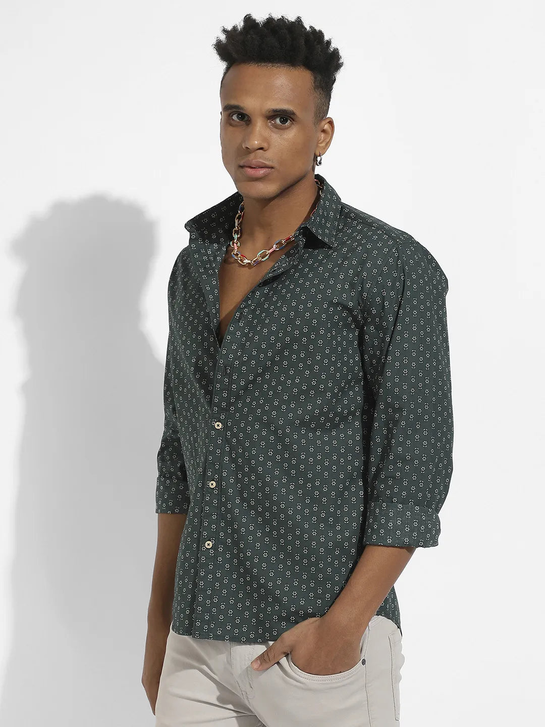 Campus Sutra Micro Flower Shirt