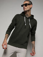 Campus Sutra Pullover Hoodie With Contrast Drawstring