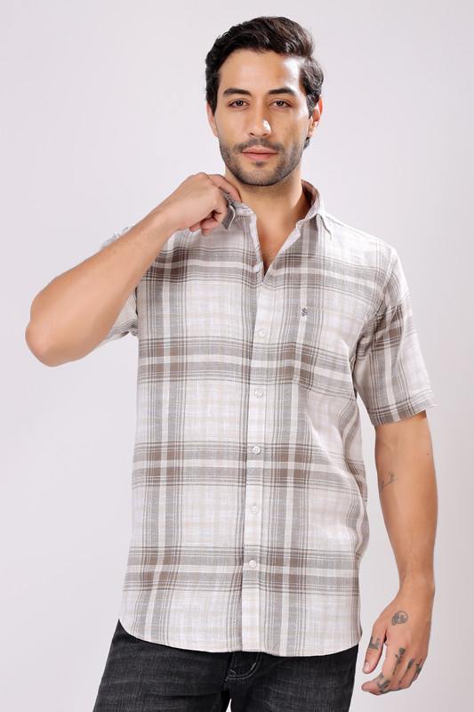 Stylox Men's Regular Fit Half Sleeve Casual Check Shirt