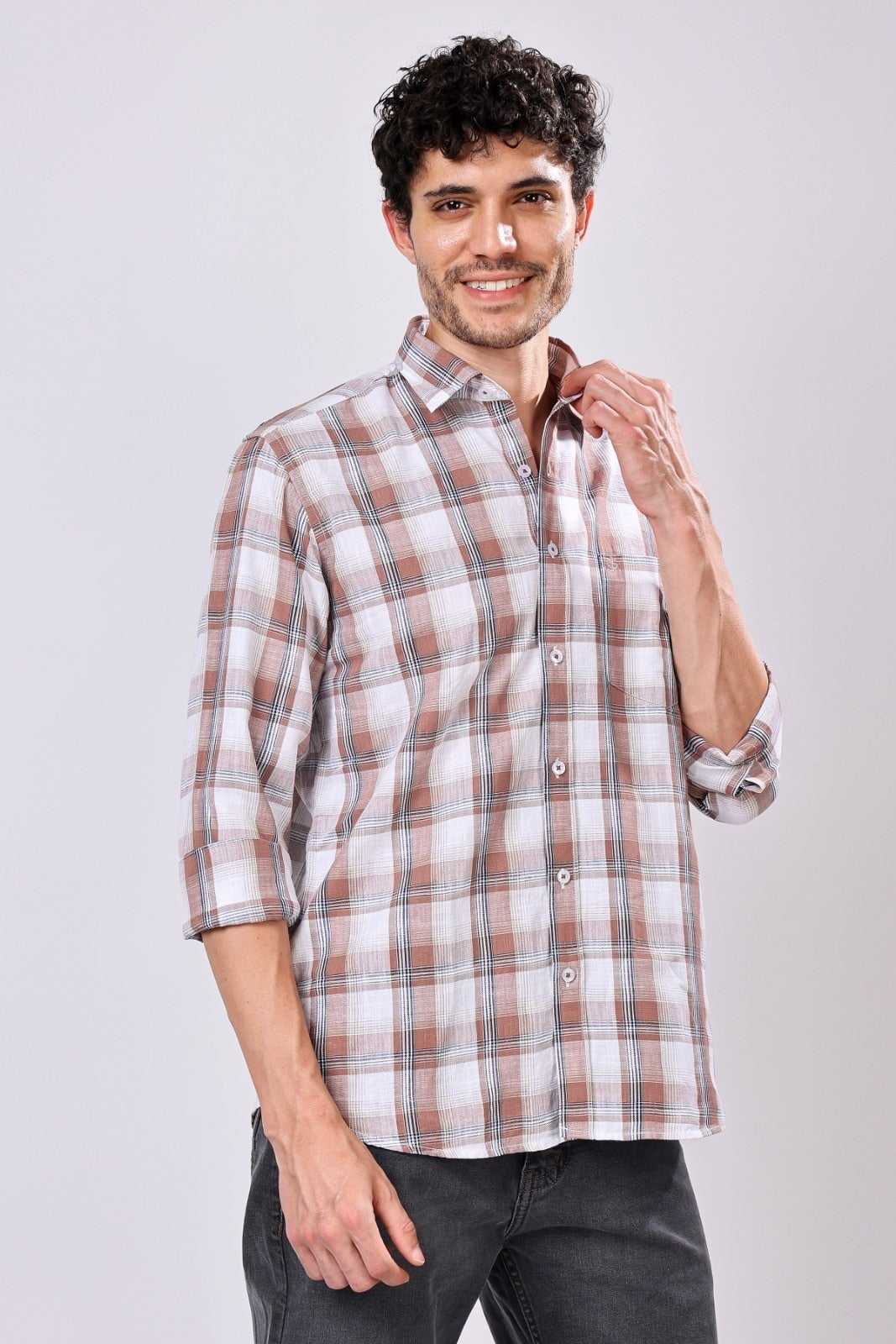 Stylox Regular Fit Full Sleeve Check Casual Shirt For Men's