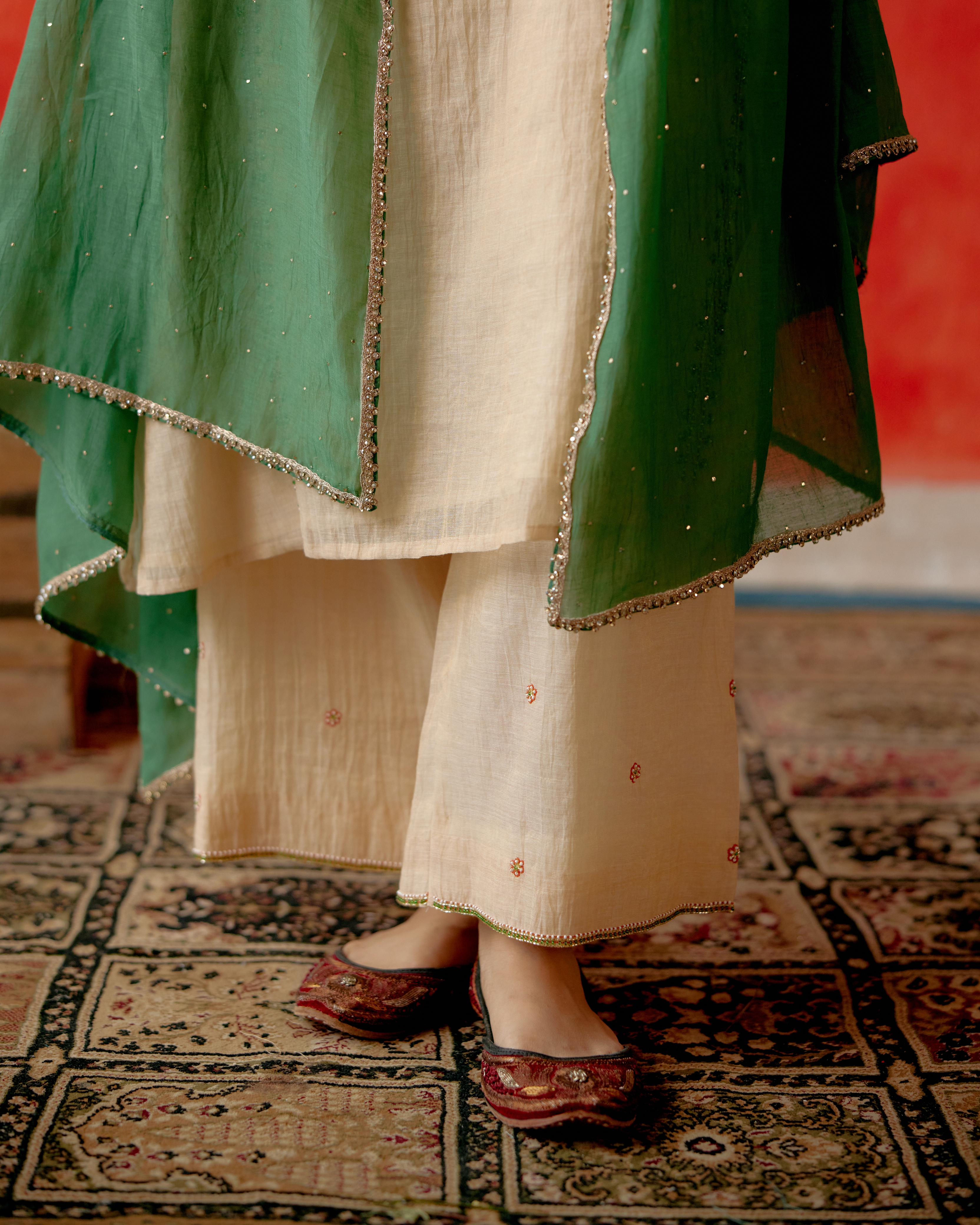ShopKapaas Mukaish Chanderi Dupatta - Rani-Pink