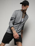Campus Sutra Heathered Activewear Jacket With Contrast Detail