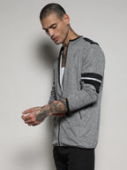 Campus Sutra Heathered Activewear Jacket With Contrast Detail