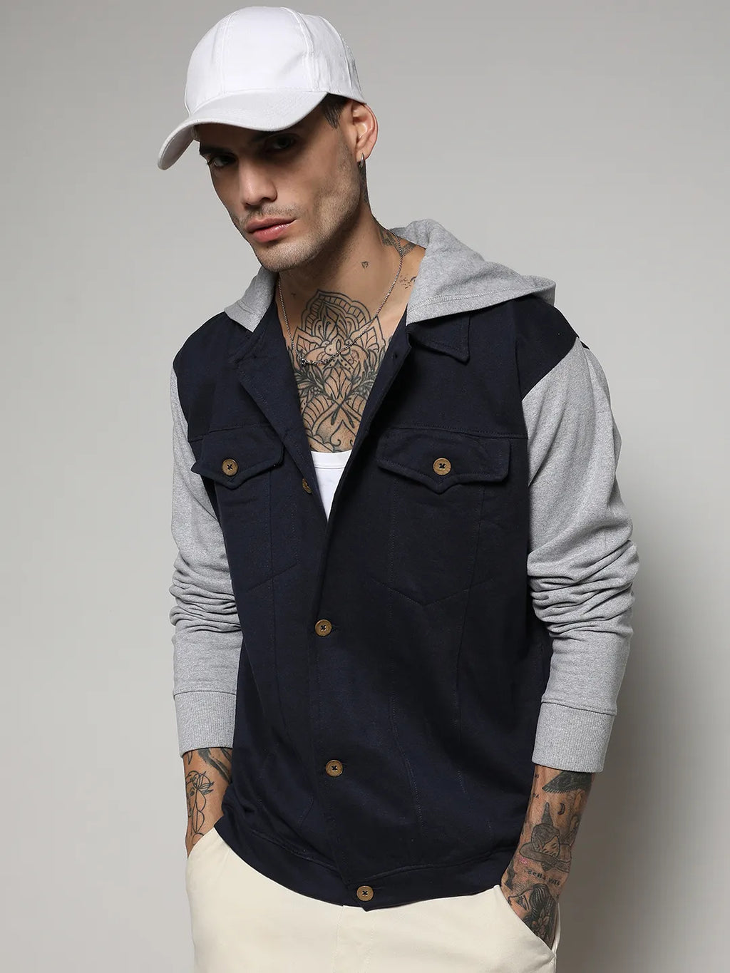 Campus Sutra Button-Front Jacket With Contrast Detail