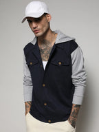 Campus Sutra Button-Front Jacket With Contrast Detail