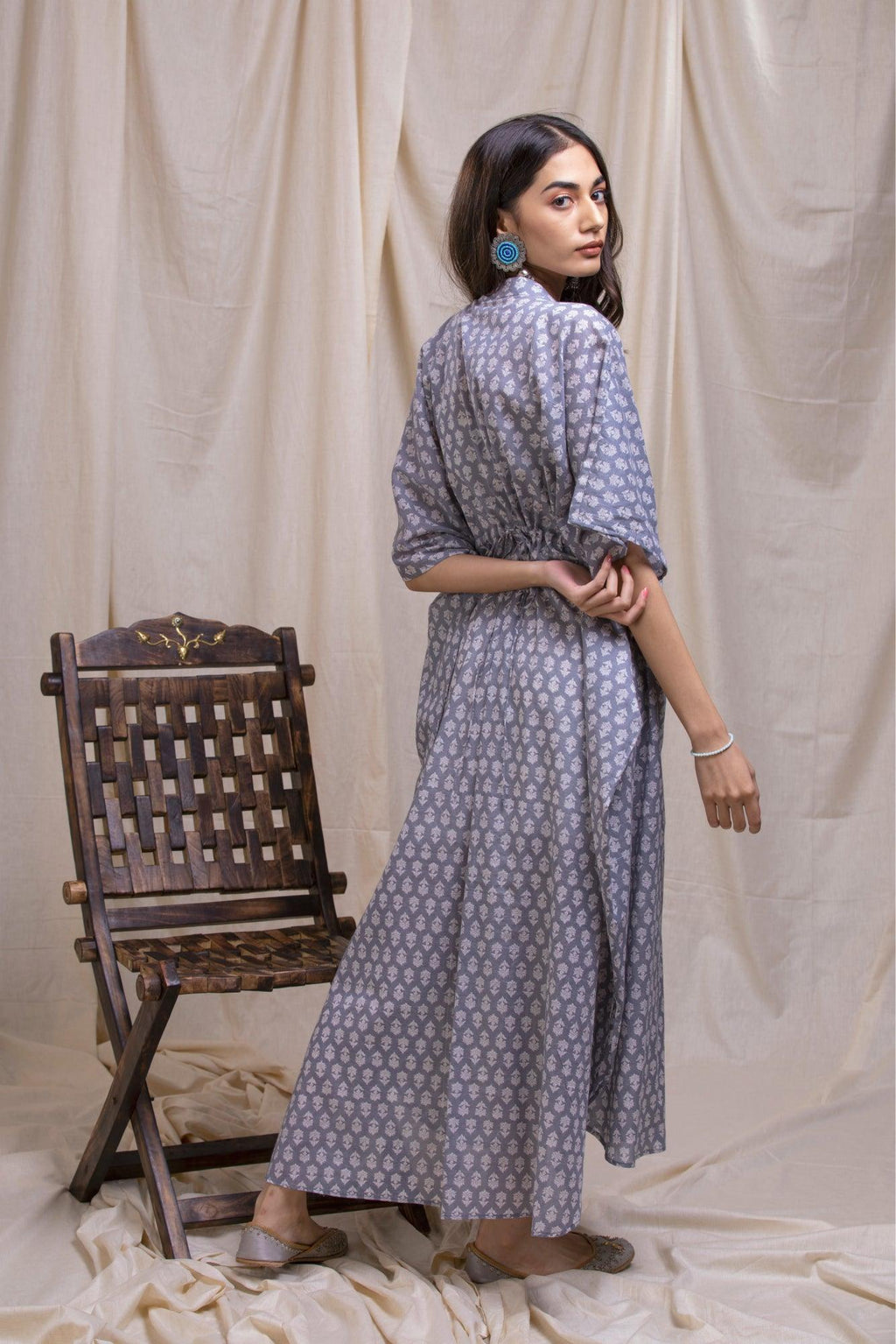 ShopKapaas Grey Block Style Kaftan Dress