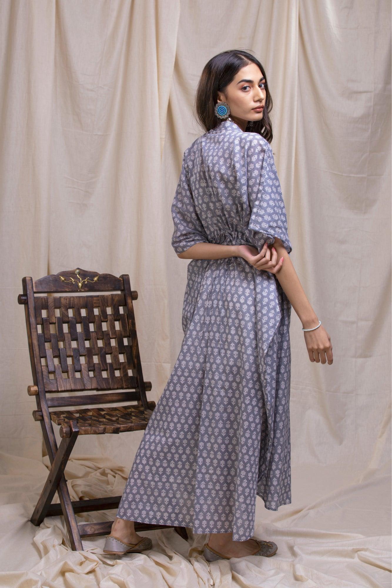 ShopKapaas Grey Block Style Kaftan Dress