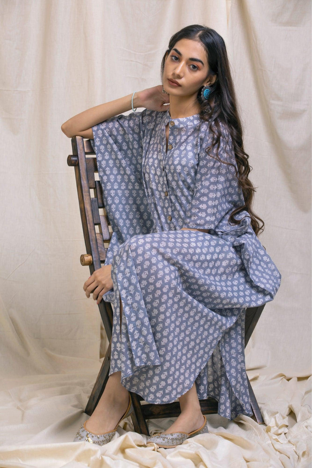 ShopKapaas Grey Block Style Kaftan Dress