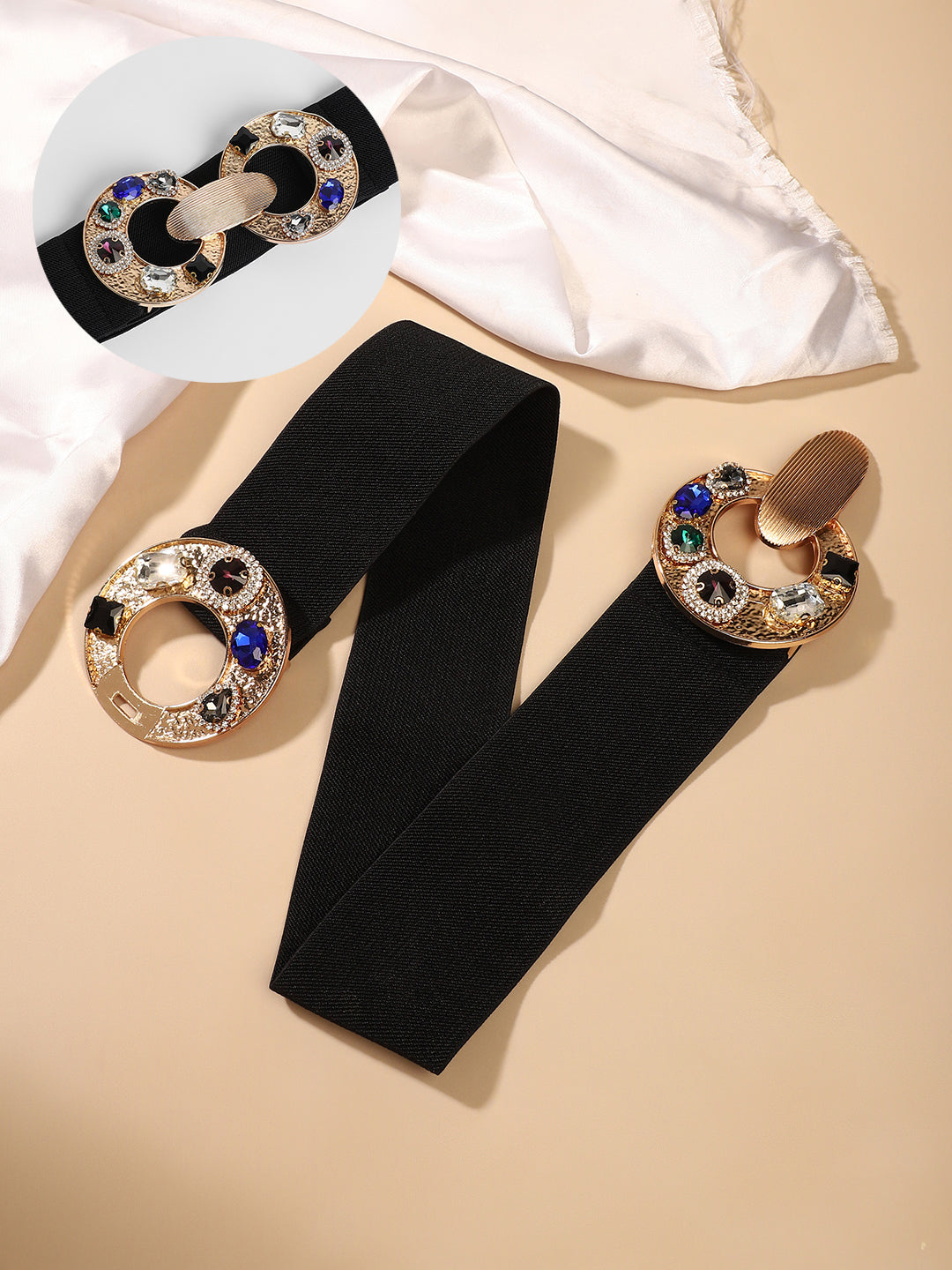 Haute Sauce The Cristal Halo Elastic Belt - Raven Black