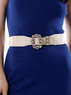 Haute Sauce The Oval Bijou Elastic Belt - Ivory White