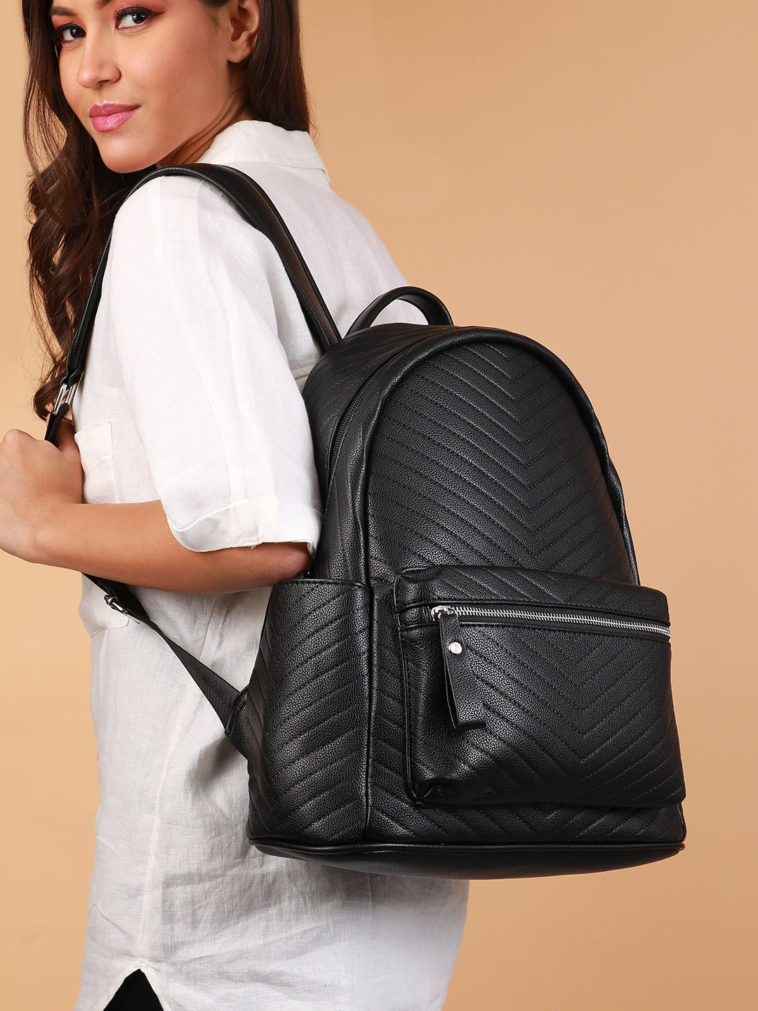 Haute Sauce The Chevron Curve Backpack - Onyx Black