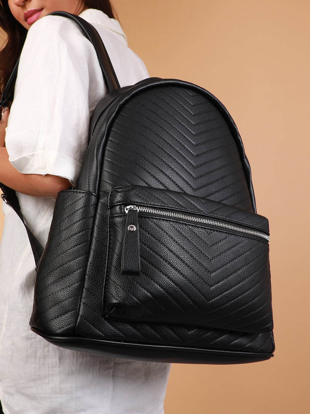 Haute Sauce The Chevron Curve Backpack - Onyx Black