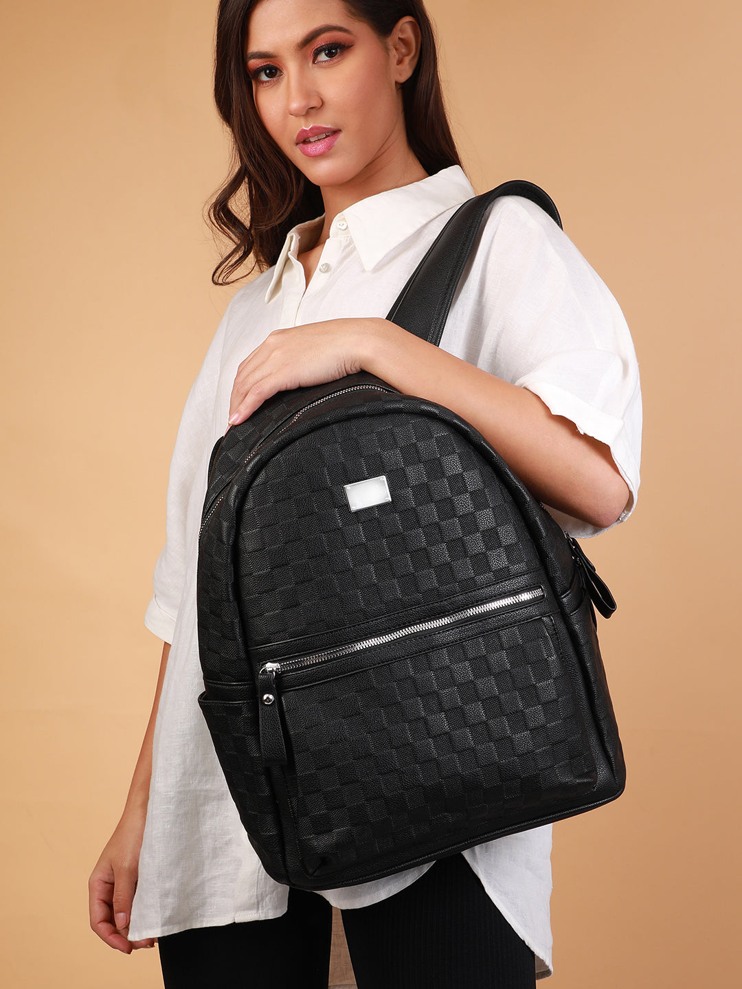Haute Sauce The Checkered Curve Backpack - Onyx Black