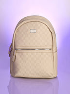 The Checkered Curve Backpack - Ivory White